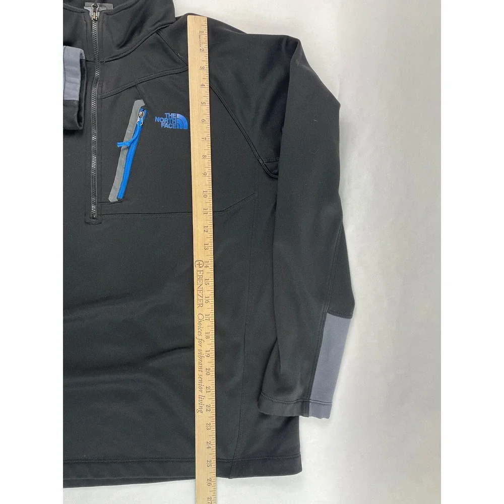 The North Face Sweater Mens Large Black 1/4 Zip Pullover Zip Pocket Hiking